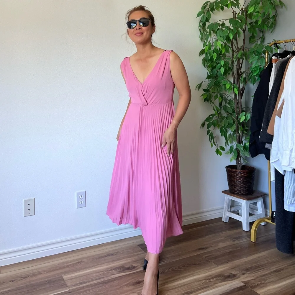 Vince Twist Front Pleated Midi Dress - Picture 16 of 16